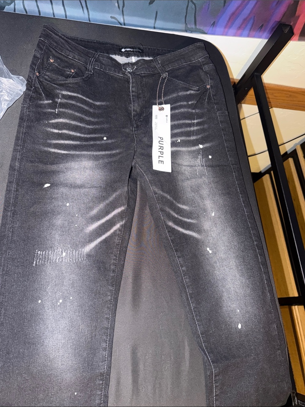 PURPLE Distressed Black Skinny Jeans